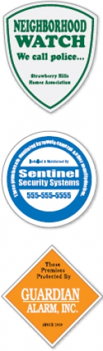 Security Decals - White Vinyl, Clear Polyester
