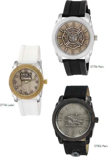 ABelle Promotional Time Maverick Medallion Silver Men's Watch w/ Rubber Strap
