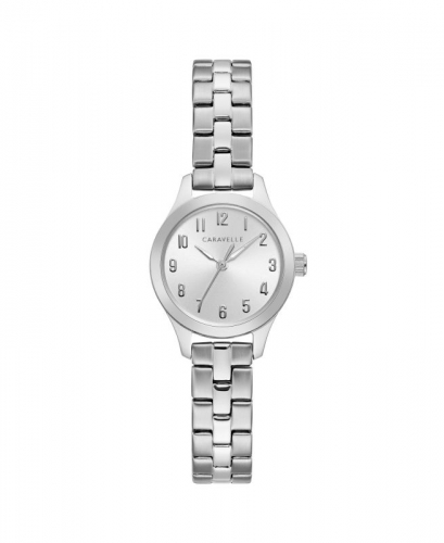 Caravelle Ladies Silver Tone Stainless Steel Bracelet Watch with Arabic Numerals