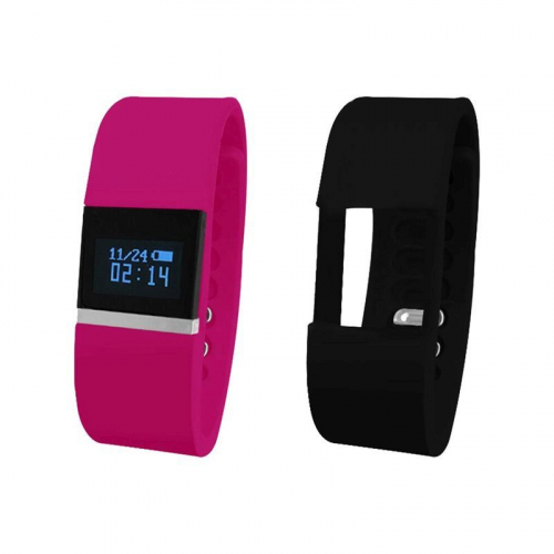 Bluetooth® Interchangeable Strap Fitness Tracker - (Pink and Black)