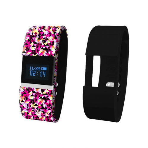 Bluetooth® Interchangeable Strap Fitness Tracker - (Multi Pink and Black)