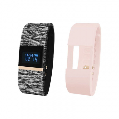 Bluetooth® Interchangeable Strap Fitness Tracker - (Rose and Multi Black)