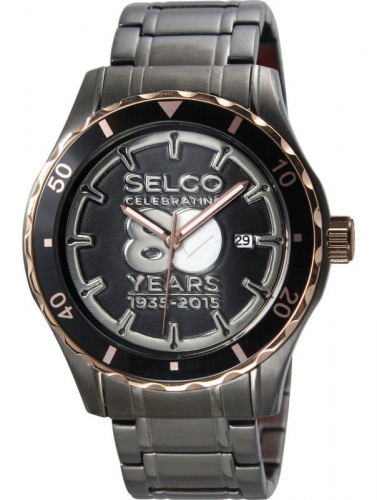Selco Geneve Men's Canvas Medallion Gun & Rose Gold Watch