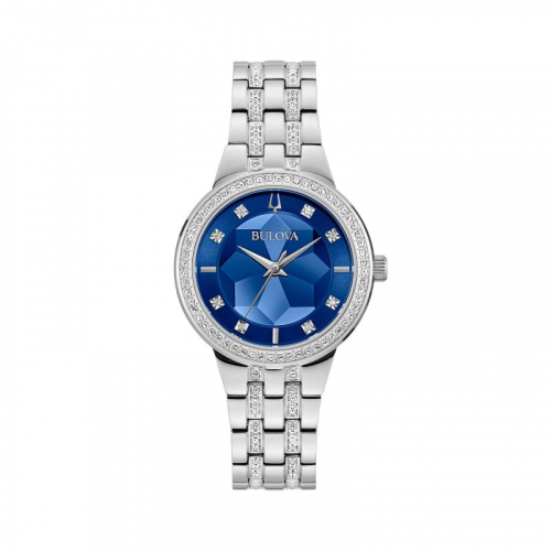 Bulova Ladies' Phantom Faceted Crystal Bracelet Watch with Blue Dial