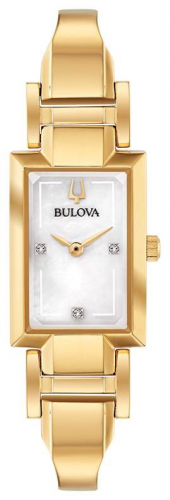 Bulova Ladies' Gold Tone Tank Cuff Watch