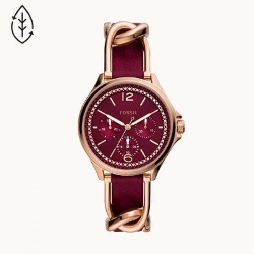 Fossil Stella Multifunction Burgundy Eco Leather Watch