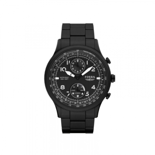 Fossil Hybrid Smartwatch Retro Pilot Dual-Time Black Stainless Steel