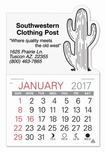 Cactus Shape Value Stick Adhesive Calendar