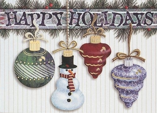 Classic-Hanging Ornaments Holiday Greeting Card