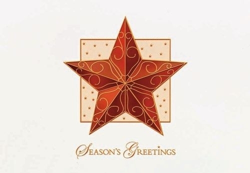 Classic-Raised Relief Ornamental Star Holiday Greeting Card (5