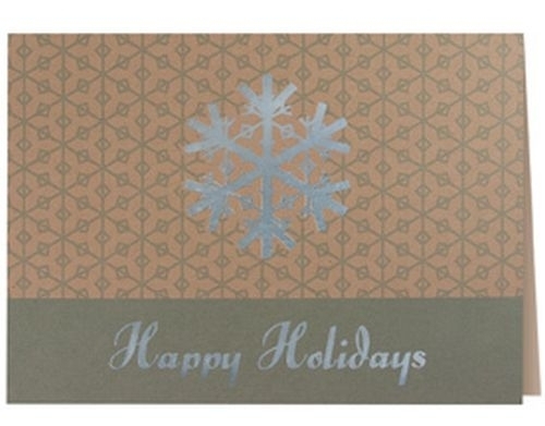 Premium-Green w/Silver Snowflake Holiday Greeting Card (5
