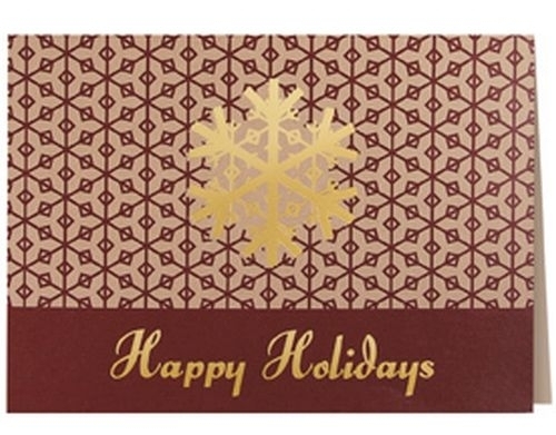 Premium-Gold Snowflake Happy Holidays Greeting Card (5