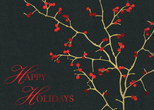 Premium-Red Berries Holiday Greeting Card