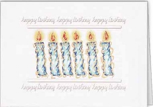 White Happy Birthday Blue Candles Everyday Greeting Card (5
