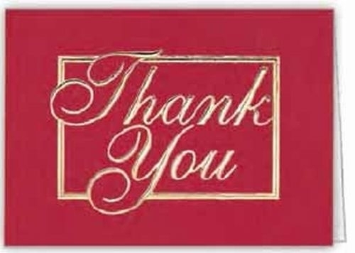 Red & Gold Thank You Everyday Business Note Card (3 1/2