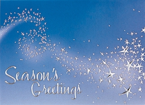Classic-Magical Wisp of Stars on Blue Holiday Greeting Card