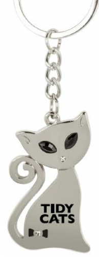 Metal Cat Keychain with Crystal Eyes - New