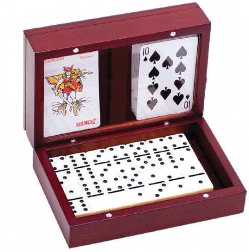 Wooden Domino Set w/2 Deck of Playing Card