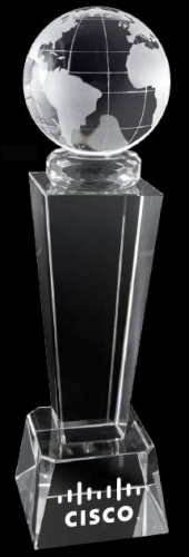 3-D Crystal Globe Trophy