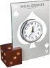 Glass Casino Alarm Clock w/ Wooden Dice Base