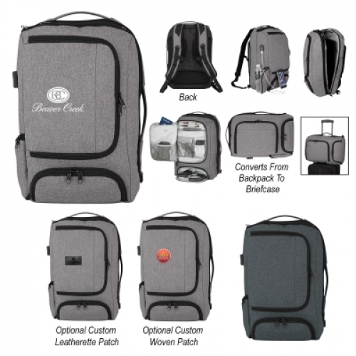 Heathered RFID Computer Backpack And Briefcase