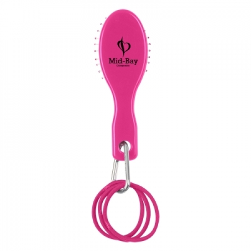 Hair Brush And Bands With Carabiner