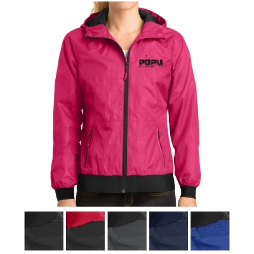 Sport-Tek® Ladies' Embossed Hooded Wind Jacket