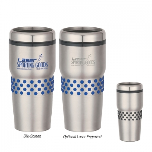 16 Oz. Stainless Steel Tumbler With Dotted Rubber Grips