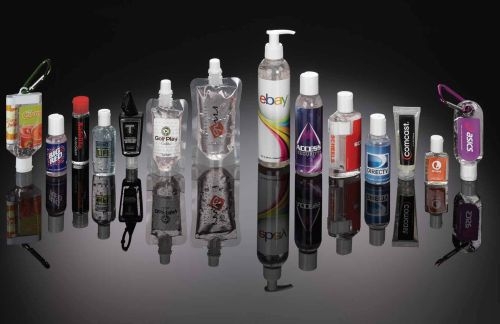 1.9 oz Duo Bottle Single Color Moisture Bead Sanitizer + Lip Balm + Carabiner