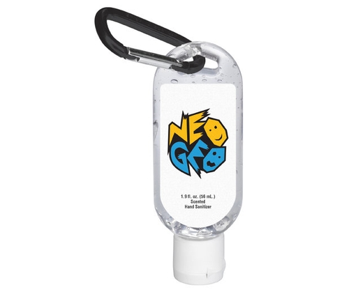 1.9 oz. Clear Sanitizer in Clear Bottle with Carabiner