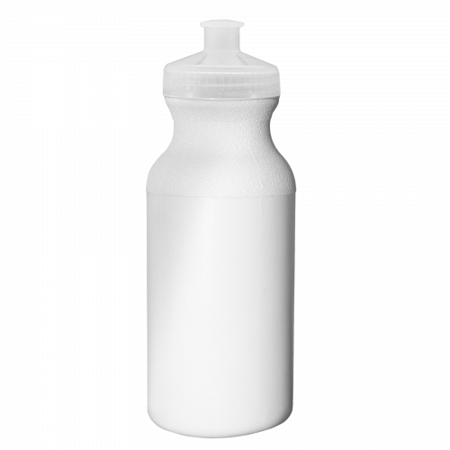 White 20 oz. HDPE Economy Bike Bottle with Clear Push Pull Lid