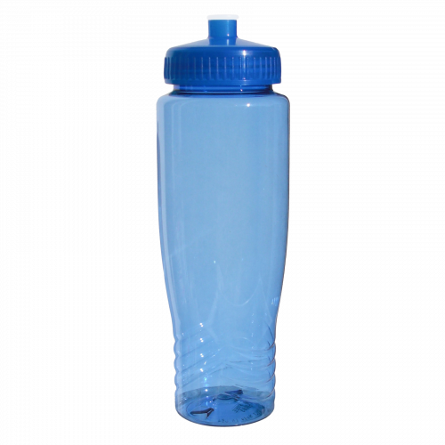 Blue Eco Poly-Clear PET 28 oz. Sports Bottle with Push Pull Lid
