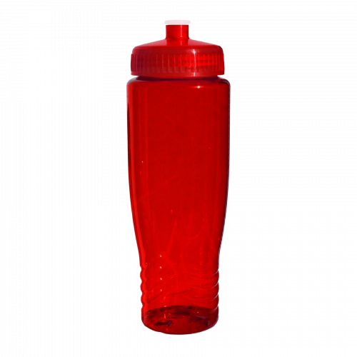 Red Eco Poly-Clear PET 28 oz. Sports Bottle with Push Pull Lid