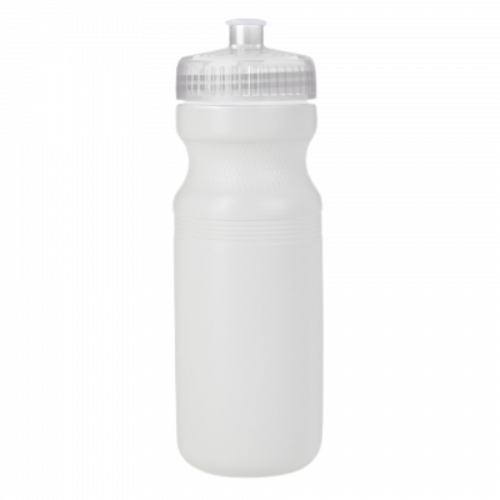 White 24 oz. HDPE Bike Style Sports Bottle with Clear Push Pull Lid