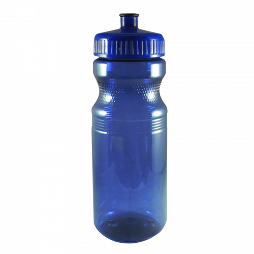 Blue Clear PET 24 oz. Bike Style Sports Bottle with Push Pull Lid