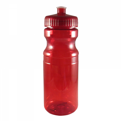 Red Clear PET 24 oz. Bike Style Sports Bottle with Push Pull Lid