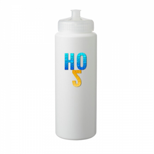 White HDPE 32 oz. Economy Sports Bottle with Clear Push Pull Lid