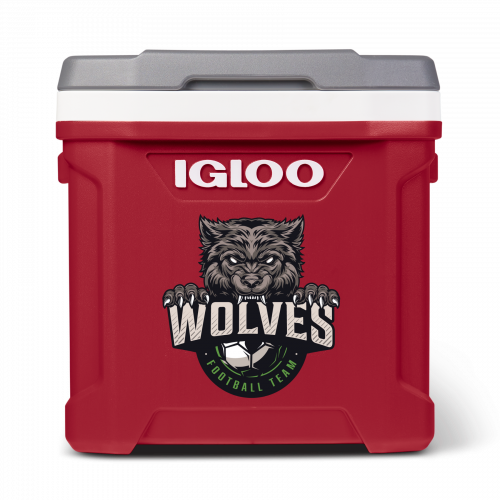IGLOO LATITUDE 60 QUART ROLLER COOLER (Industrial Red and Meteorite White)