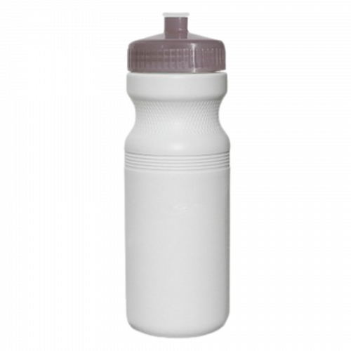 White 24 oz. HDPE Bike Style Sports Bottle with Trans Smoke Push Pull Lid