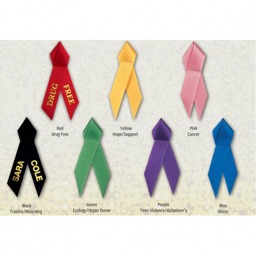 Custom Satin Awareness Ribbons - printed custom color