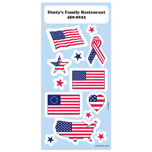Patriotic Sticker Sheet w/ Flags