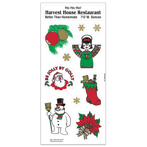 White Paper Christmas Holiday Sticker Sheet (Snowman/ Snow Angel)