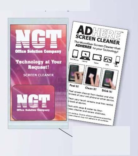 Large Rectangle Microfiber Ad-Here Original Screen Cleaner Cloth w/ Marketing Card