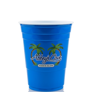 16 oz Solo® Plastic Party Cup - Blue - Digital