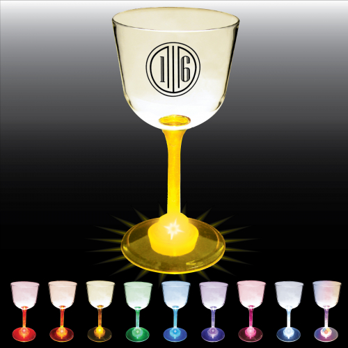 7 Oz. Wine Glass w/ Light Up Contrast Standard Stem