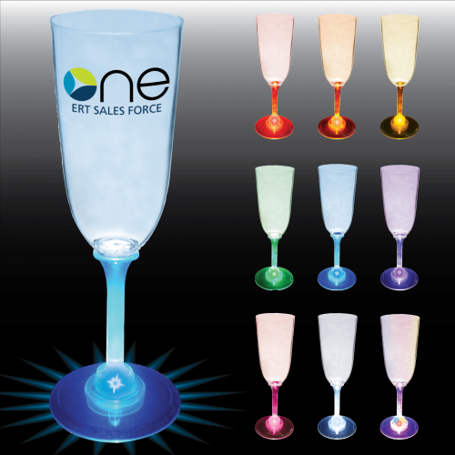 7 Oz. Champagne Glass w/ Light Up Contrast w/ Standard Stem