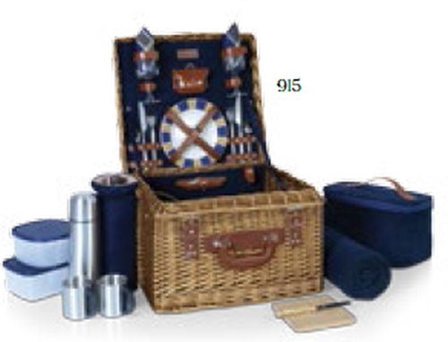 Canterbury Luxury Picnic Basket w/Deluxe Service for Two