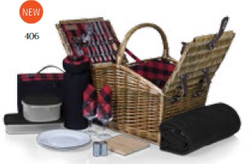 Somerset Double Lid Deluxe Picnic Basket w/Service for 2