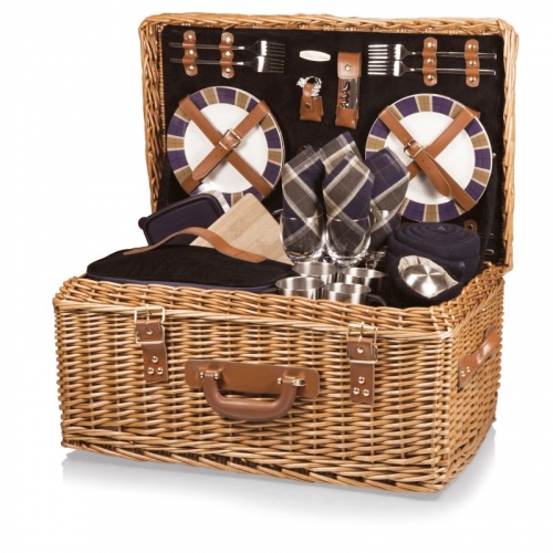 Windsor Luxury Picnic Basket w/Deluxe Service for Four
