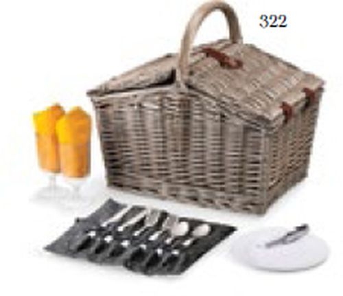 Piccadilly Double Lid Picnic Basket w/Service for Two